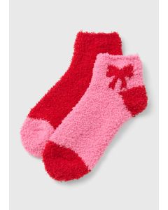 2 Pack Bow Cosy Socks