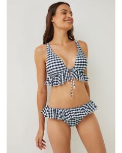 Black Gingham Frill High Leg Bikini Briefs