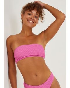 Pink Crinkle Bandeau Bikini Top