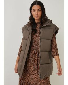 Brown Extended Shoulder Padded Gilet