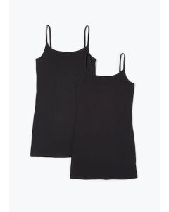 2 Pack Black Longline Cami Tops