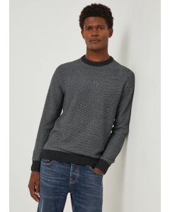 Charcoal Midweight Jacquard Crew Neck Jumper