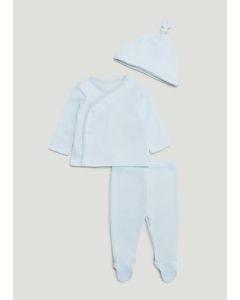 Unisex 3 Piece Blue Waffle Set (Newborn-12mths)