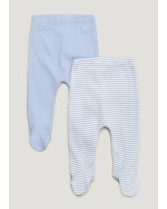 Boys 2 Pack Blue Ribbed Leggings (Tiny Baby-18mths)