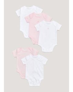 Girls 5 Pack Printed Bodysuits (Newborn-23mths) - Pink - 6-9M