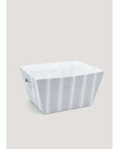 Grey Stripe Fabric Storage Tray (43cm x 33cm x 23cm)