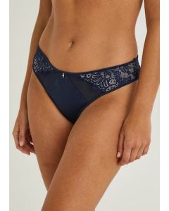 Navy Satin Lace Brazilian Knickers