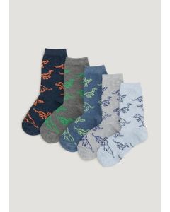 Boys 5 Pack Dinosaur Ankle Socks (Younger 6-Older 6.5)