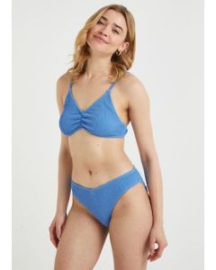 Blue Crinkle Crop Bikini Bottoms