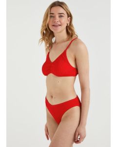 Red Crinkle Crop Bikini Bottoms