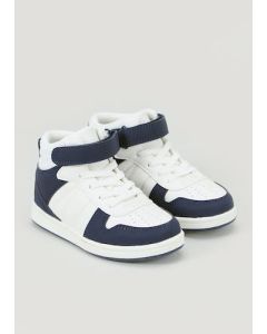 Boys White PU High Top Trainers (Younger 4-12)