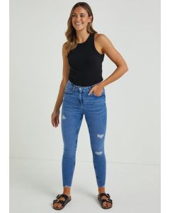 April Bright Blue Ripped Super Skinny Jeans