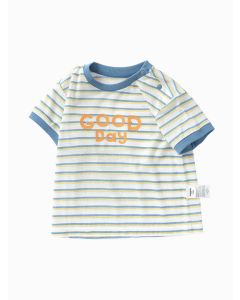 Baby Boy Striped T-Shirt - White blue hue - 18-24M