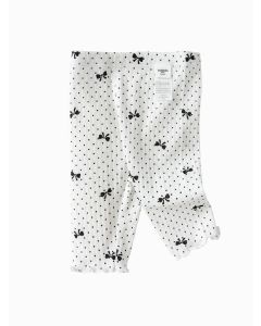 Baby Girl Bow Leggings, Fashionable - White black hue - 12-18M