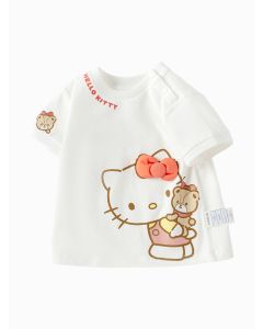 Baby Girl Highlight Style Round V-Neck Short Sleeve T-Shirt