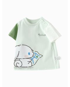 Baby Boy Highlight Style Round V-Neck Short Sleeve T-Shirt