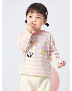 Girl Baby  striped panda Long-Sleeve T-Shirt