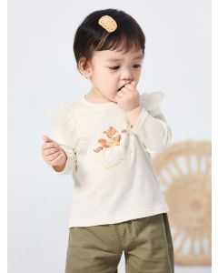 Girl Baby  pony Long-Sleeve T-Shirt - Cream White - 3-4Y