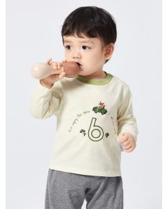 Boy Baby  embroidered Long-Sleeve T-Shirt - Cream White - 3-4Y