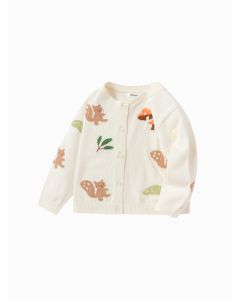 Girl Baby  squirrel Cardigan - Cream White - 18-24M