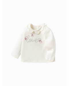 Baby Girl Gold standard series Lapel Long Sleeve T-shirt - Off-White - 9-12M