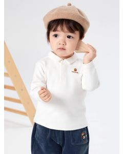 Baby Boy Gold standard series Lapel Long Sleeve T-shirt - Off-White - 18-24M