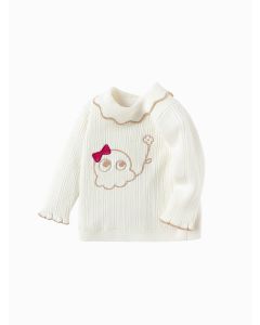 Baby Girl Gold standard series Lapel Sweater - Off-White - 3-4Y