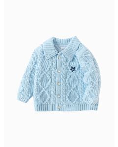 Baby Boy Star City Wool Cardigan - Blue - 9-12M