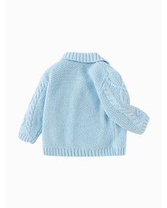 Baby Boy Star City Wool Cardigan - Blue - 12-18M