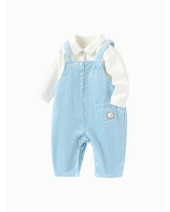 Baby Boy Star City Woven Long Sleeve Suit - White Blue Hue - 3-4Y