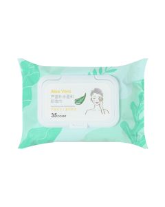 Aloe Vera Moisturizing Makeup Remover Wipes (35 Wipes)-Green