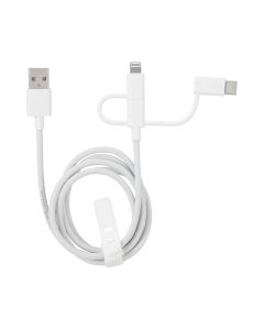 1m 3-in-1 Fast Charge Cable, Lightning/Type C/Micro (White)