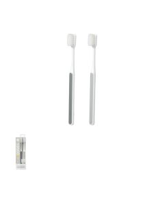 Ultra-Soft Toothbrushes with Fine Dense Bristles (2 pcs)-White-One Size