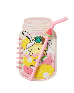 Sanrio characters Straw Cup 90 Sheets Wire-bound Book with Pen (Pompompurin)