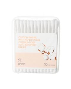 Cotton Swabs with Paper Sticks Round Head 50 pcs