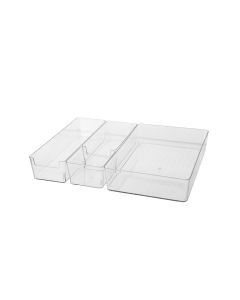 Transparent Storage Bin Set (4-Piece Set)-Clear-One Size