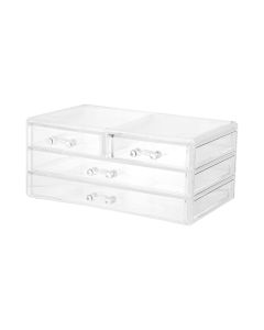 3 Tier Drawer Organizer for Cosmetics and Jewelry (Transparent)-Clear-One Size