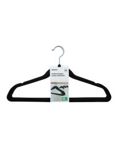 Anti-Slip Flocking Clothes Hangers (10 pcs)-Black-One Size