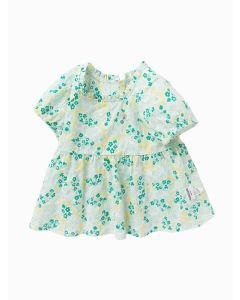 Toddler Girl 100% Cotton Floral Shirt - Green - 3-4Y