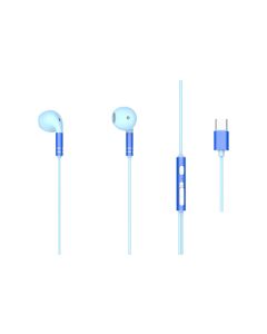 Type-C Half-in-Ear Wired Earphones with Microphone Blue Model: W10102