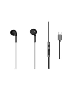 Type-C Half-in-Ear Wired Earphones with Microphone Black Model: W10102