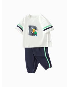 Toddler Boy Have Fun Style Knitted Short Sleeve Set