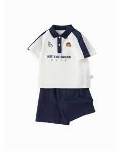 Toddler Boy Have Fun Style Knitted Short Sleeve Set