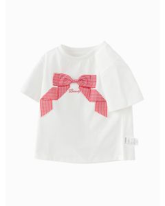 Toddler Girl Round v-neck short-sleeved T-shirt