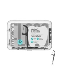 Bamboo Charcoal Smooth Thin Antibacterial Dental Flossers (50 pcs)