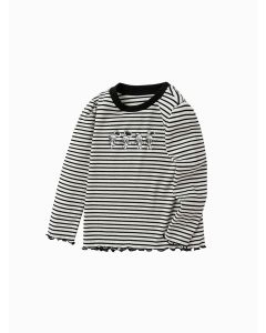 Girl Toddler  black and white stripes Long-Sleeve T-Shirt