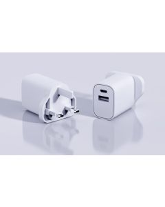 20W PD+QC Dual Port Fast Charger Model: M20-C002BBS-White-One Size