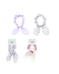 Lavender Purple Series Floral Bunny Ear Hair Bow Scrunchies