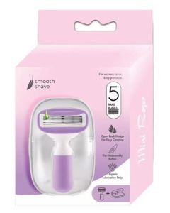 Women's Mini 5-Blade Razor with Case (Purple)-Purple-One Size