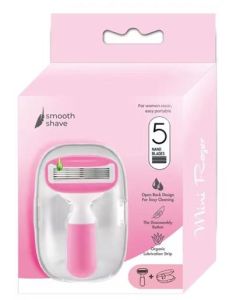 Women's Mini 5-Blade Razor with Case (Pink)-Pink-One Size